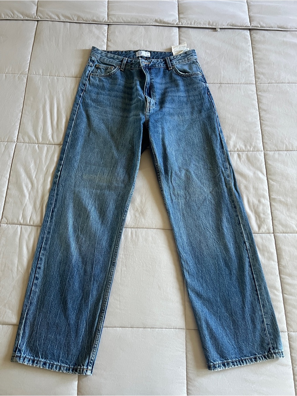 Bershka High Waist Straight Denim Jeans